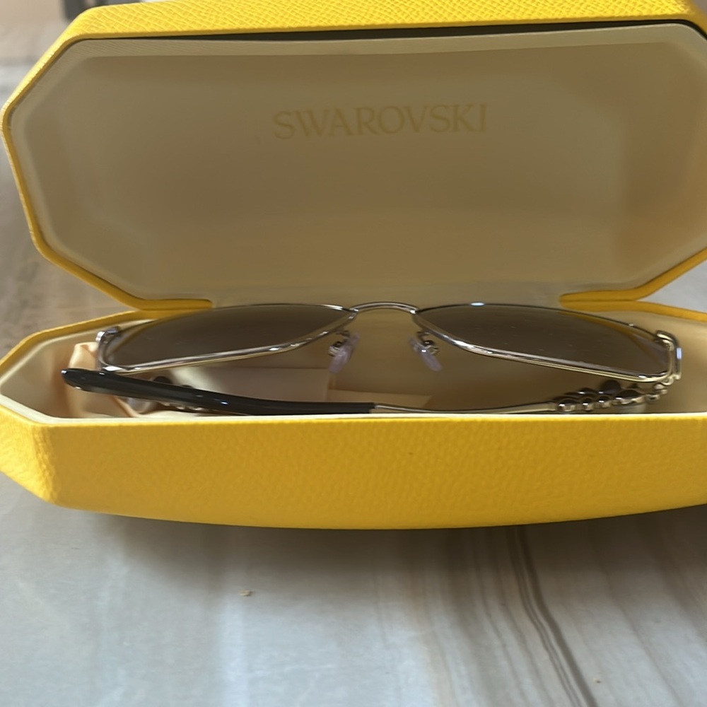 Swarovski Black Oversized Sunglasses with Crystal Embellishments - Picture 8 of 8